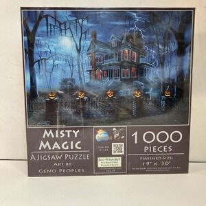 Sunsout 1000 Piece Puzzle MISTY MAGIC by Geno Peoples Halloween Haunted House